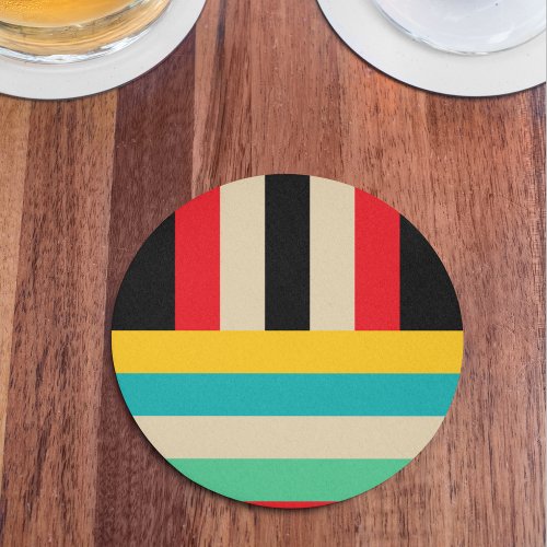 Multicolor Horizontal Vertical Stripes Coaster Set