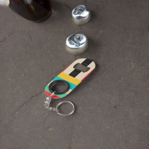 Multicolor Horizontal Vertical Stripes Keychain Bottle Opener
