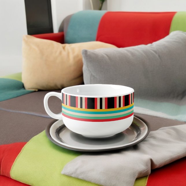Multicolor Horizontal Vertical Stripes Soup Mug (Soup Mug)