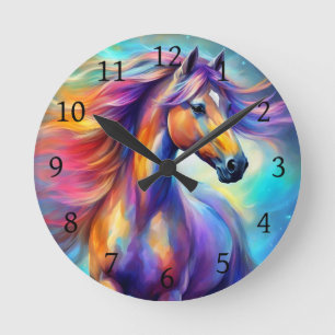 Multicolor Horse Colorful Round Clock
