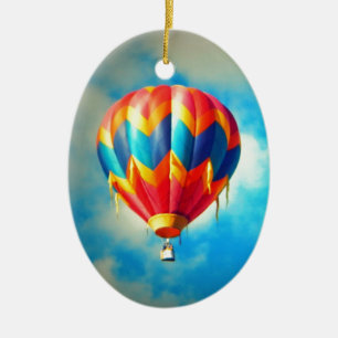 Multicolor Hot Air Balloon Ceramic Ornament