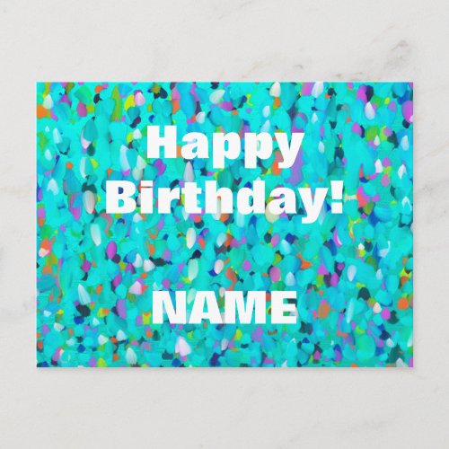 Multicolor impressionist blue dots postcard