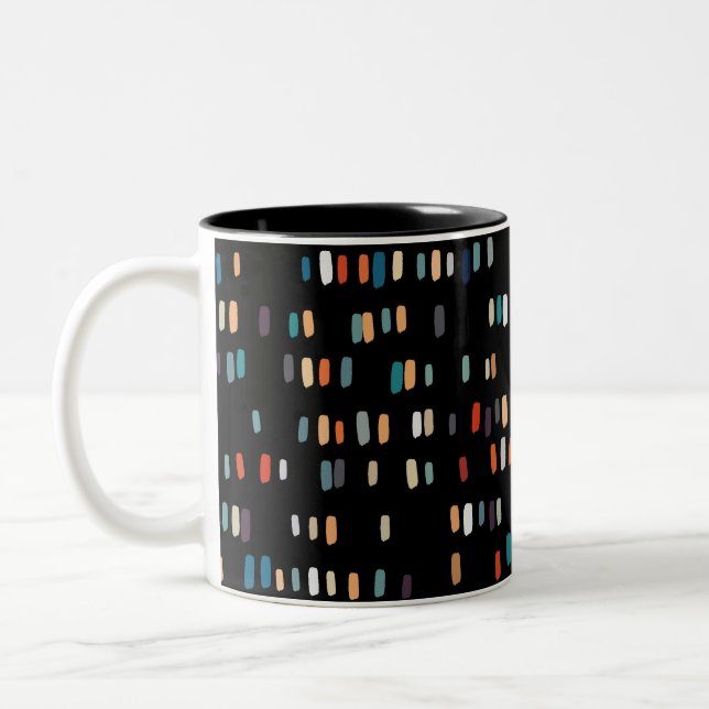 Multicolor Irregular Rectangles Two-Tone Coffee Mug (Left)