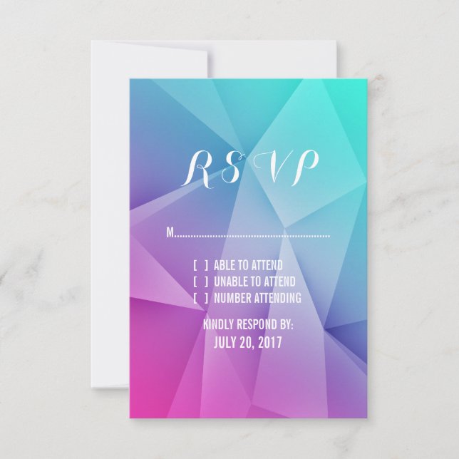 Multicolor Jewel Tones Wedding RSVP Card (Front)