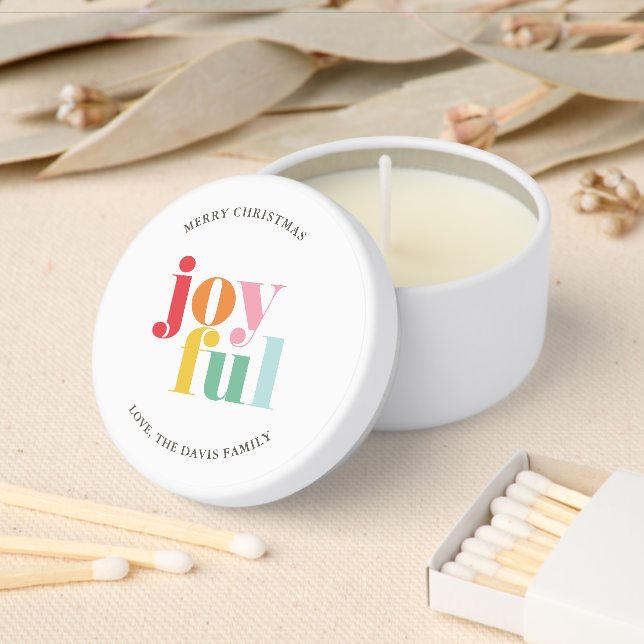 Multicolor "Joyful" Christmas Mini Candle Favors (Insitu)