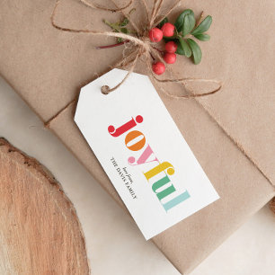 Multicolor "Joyful" Custom Christmas Gift Tags