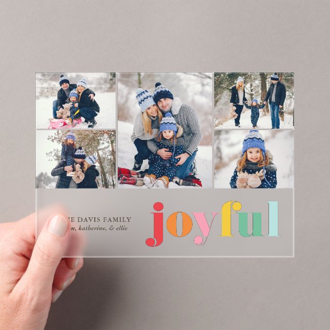 Multicolor "Joyful" Gallery of 5 Photos Festive Acrylic Invitations (Insitu (Handheld))