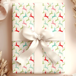 Multicolor Jumping Deer Christmas Wrapping Paper