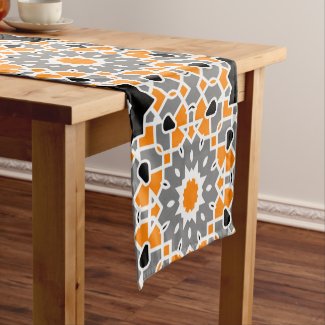 Multicolor Kaleidoscopic Mosaic Moroccan Pattern Short Table Runner