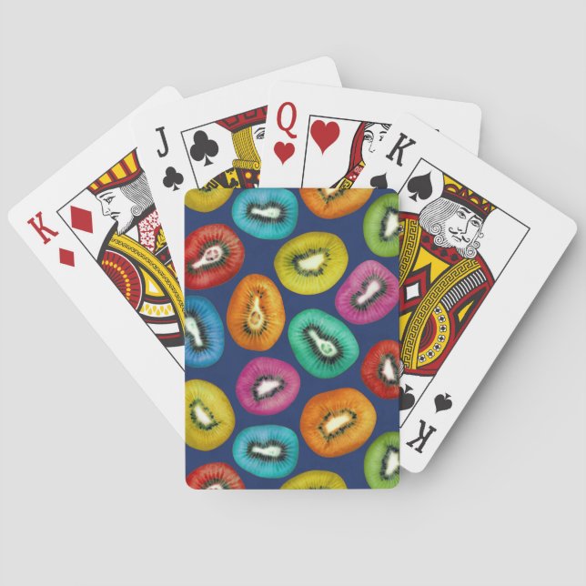 Multicolor Kiwi Pattern Poker Cards (Back)