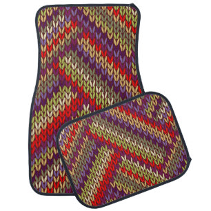 Multicolor Knitted Seamless Pattern Car Floor Mat