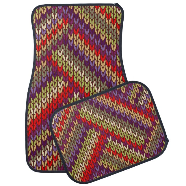Multicolor Knitted Seamless Pattern      Car Floor Mat (Set)