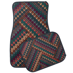 Multicolor Knitted Seamless Pattern Car Floor Mat
