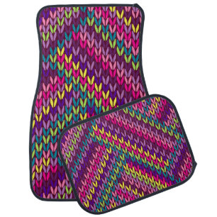 Multicolor Knitted Seamless Pattern Car Floor Mat