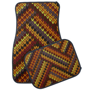 Multicolor Knitted Seamless Pattern Car Floor Mat