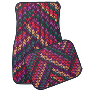 Multicolor Knitted Seamless Pattern Car Floor Mat