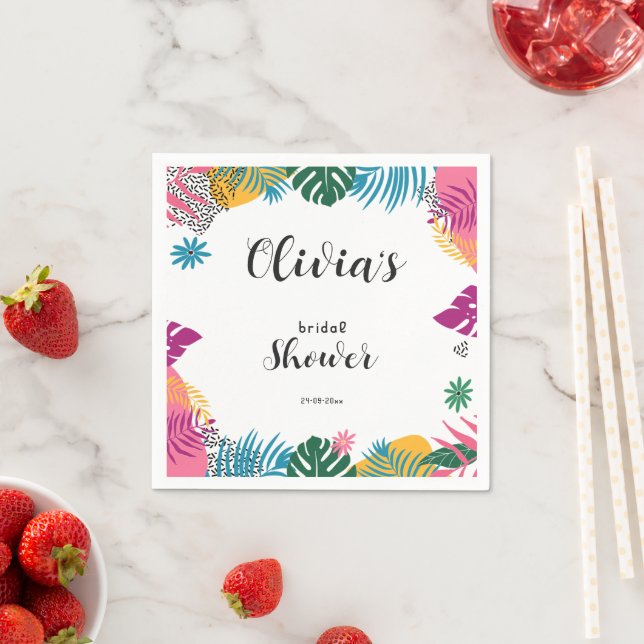 Multicolor Leaves Bridal Shower Napkins (Insitu)