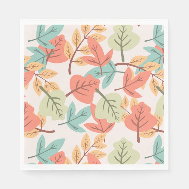 Multicolor Leaves Paper     Napkins (Front)