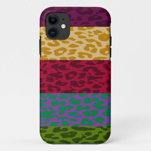 Multicolor Leopard Print Skin Stripe Pattern 3 iPhone 11 Case