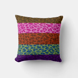 Multicolor Leopard Print Skin Stripe Pattern 4 Throw Pillow