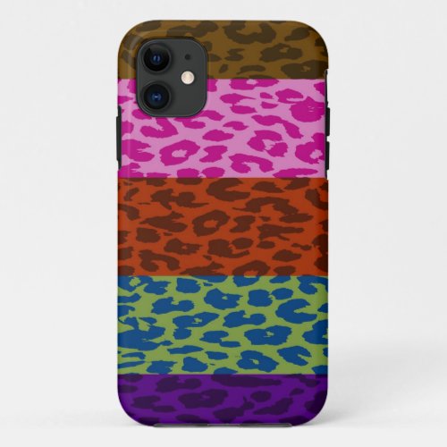 Multicolor Leopard Print Skin Stripe Pattern 7 iPhone 11 Case