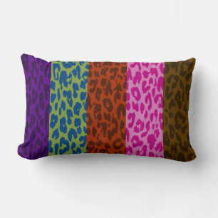 Multicolor Leopard Print Skin Stripe Pattern 8 Lumbar Pillow