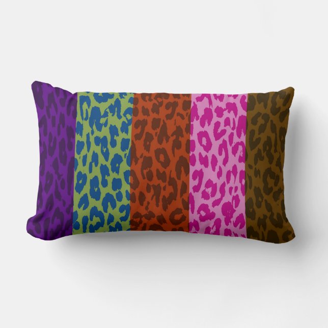 Multicolor Leopard Print Skin Stripe Pattern 8 Lumbar Pillow (Front)