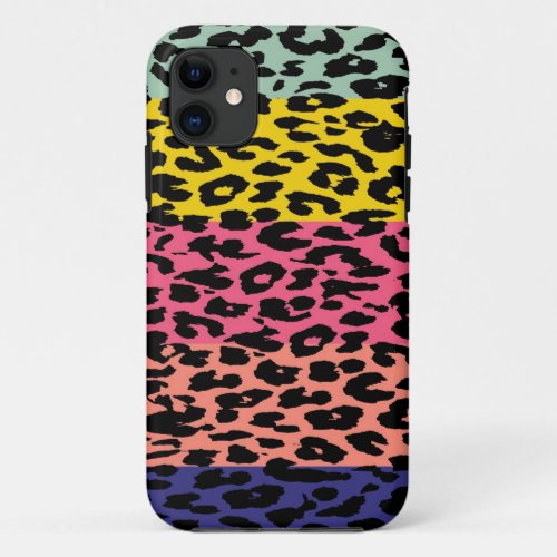 Multicolor Leopard Print Skin Stripe Pattern 9 iPhone 11 Case