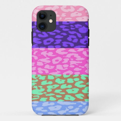 Multicolor Leopard Print Skin Stripe Pattern iPhone 11 Case