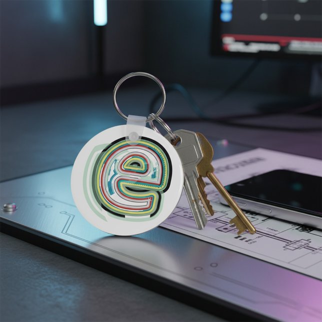 Multicolor Letter E Abstract Modern Typography  Keychain (Creator Uploaded)