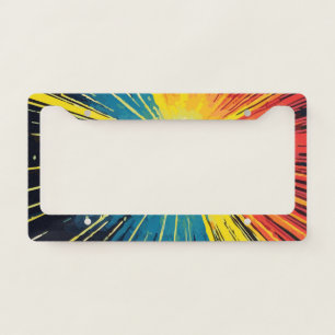 Multicolor Light Burst on Black – Dynamic Vibrant License Plate Frame