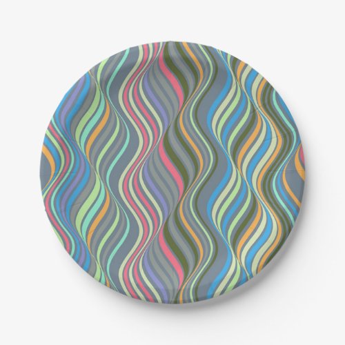 Multicolor Line Design Paper Plate