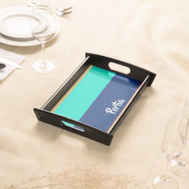 Multicolor lines patterned serving tray (Front)