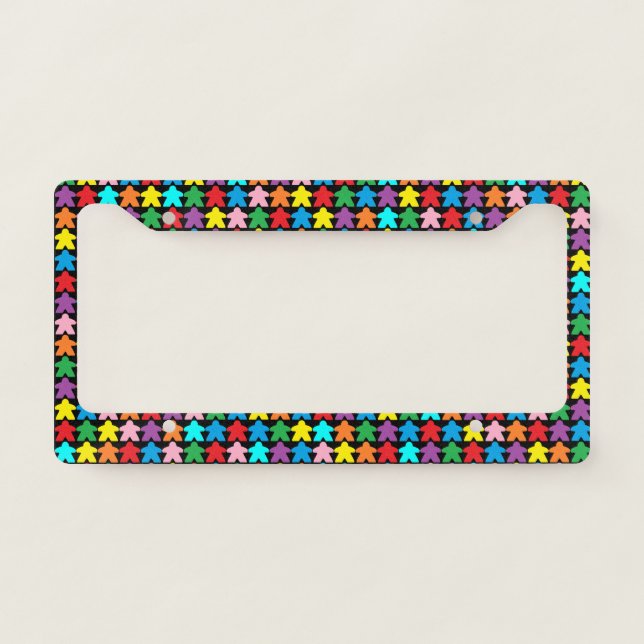 Multicolor Meeples License Plate Frame (Front)