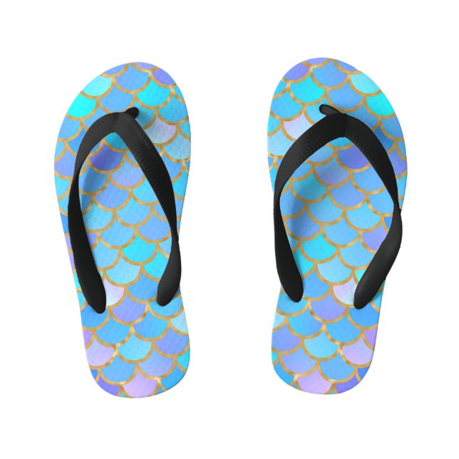 Multicolor Mermaid Scales Kid's Flip Flops (Footbed)