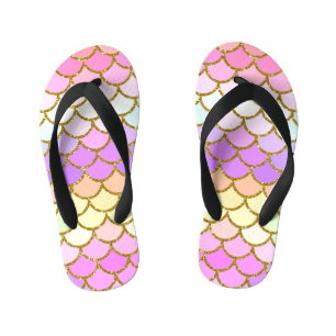 Multicolor Mermaid Scales Kid's Flip Flops