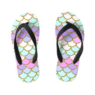 Multicolor Mermaid Scales Kid's Flip Flops