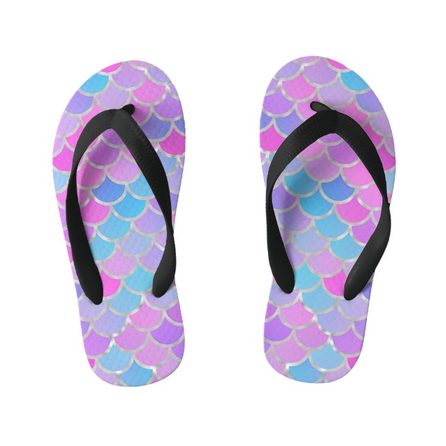 Multicolor Mermaid Scales Kid's Flip Flops (Footbed)