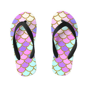 Multicolor Mermaid Scales Kid's Flip Flops
