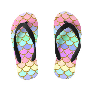 Multicolor Mermaid Scales Kid's Flip Flops
