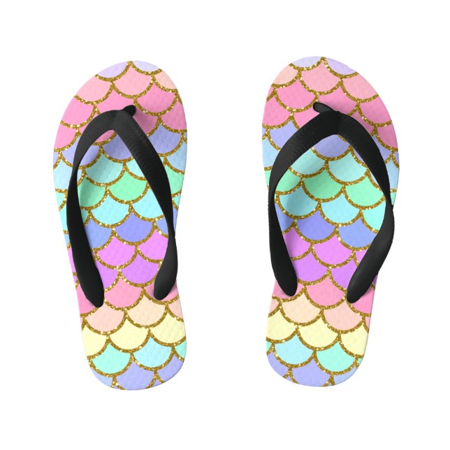 Multicolor Mermaid Scales Kid's Flip Flops (Footbed)