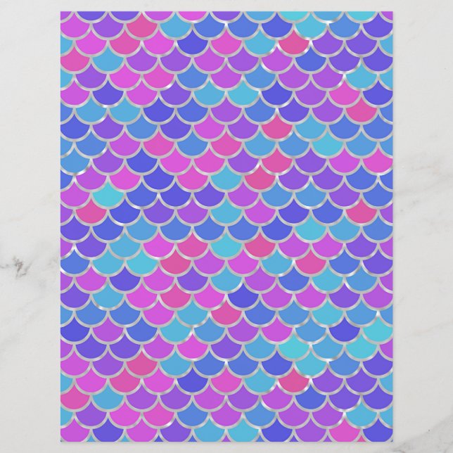 Multicolor Mermaid Scales Scrapbook Paper (Front)