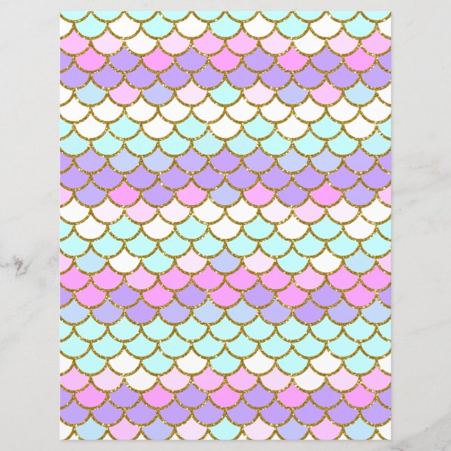 Multicolor Mermaid Scales Scrapbook Paper (Front)