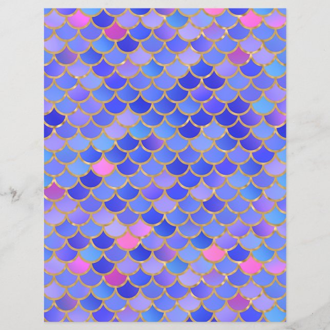 Multicolor Mermaid Scales Scrapbook Paper (Front)