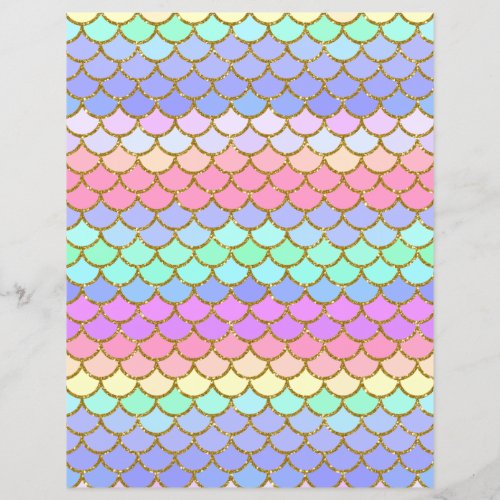 Multicolor Mermaid Scales Scrapbook Paper