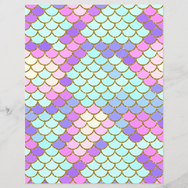 Multicolor Mermaid Scales Scrapbook Paper (Front)