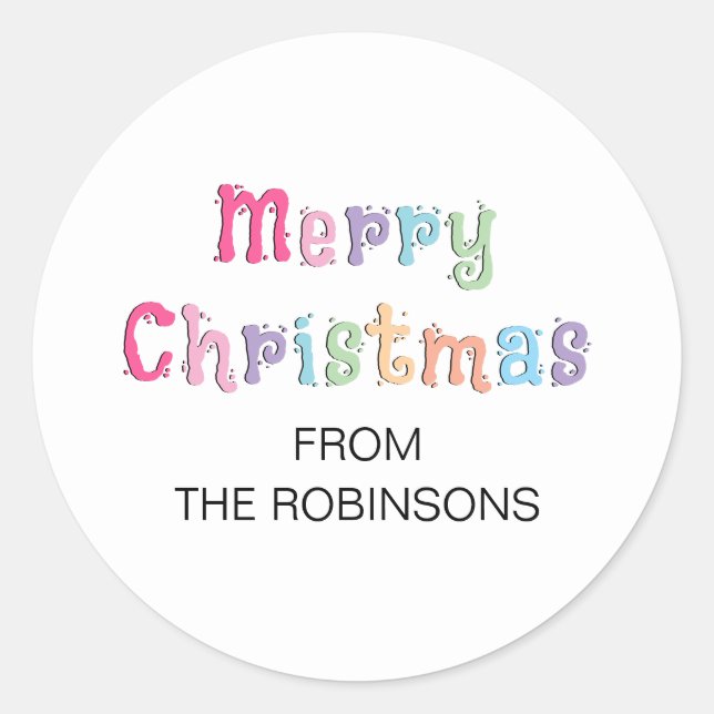 Multicolor Merry Christmas Classic Round Sticker (Front)