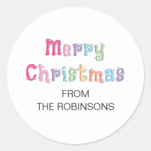Multicolor Merry Christmas Classic Round Sticker