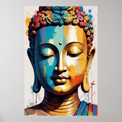 Multicolor Modern Art Buddha Poster