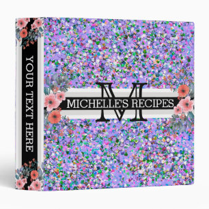 Multicolor Modern Grit Glitter Monogram #5 3 Ring Binder